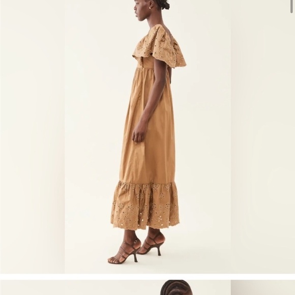 NWT En Saison Flutter Sleeves Eyelet Maxi Dress in Natural - Picture 3 of 13